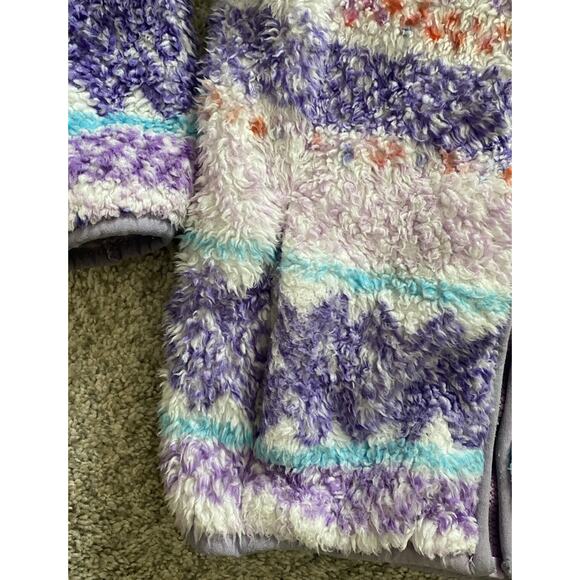 Eddie Bauer Quest Fleece Plush Hooded Jacket Girls XS 5 6 Purple White Fair Isle - Picture 12 of 12